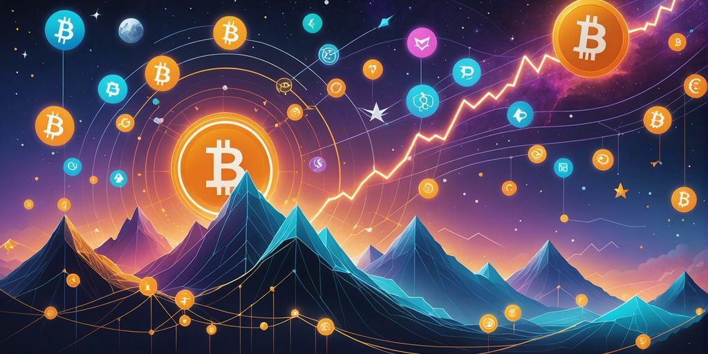 Graph depicting cryptocurrency market fluctuations with bitcoin and ethereum icons, highlighting reasons for new investors not to be scared.